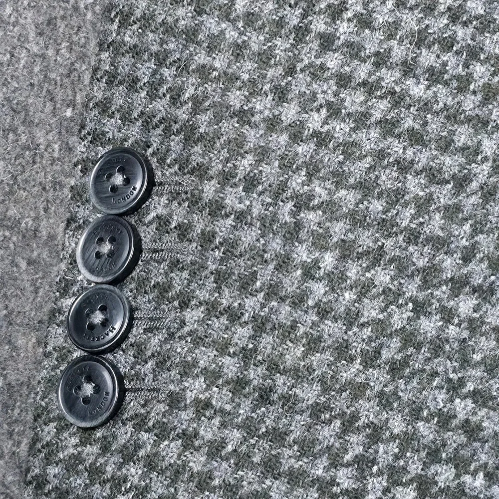 Hackett London Tweed Sport Coat Mens 36R Grey Green Houndstooth Virgin Wool